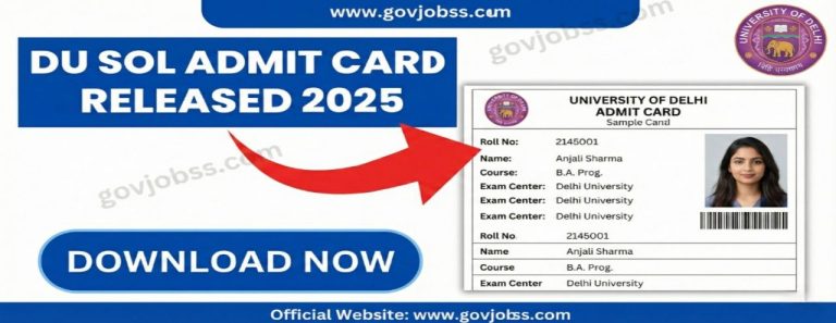 DU SOL Admit Card 2025 OUT